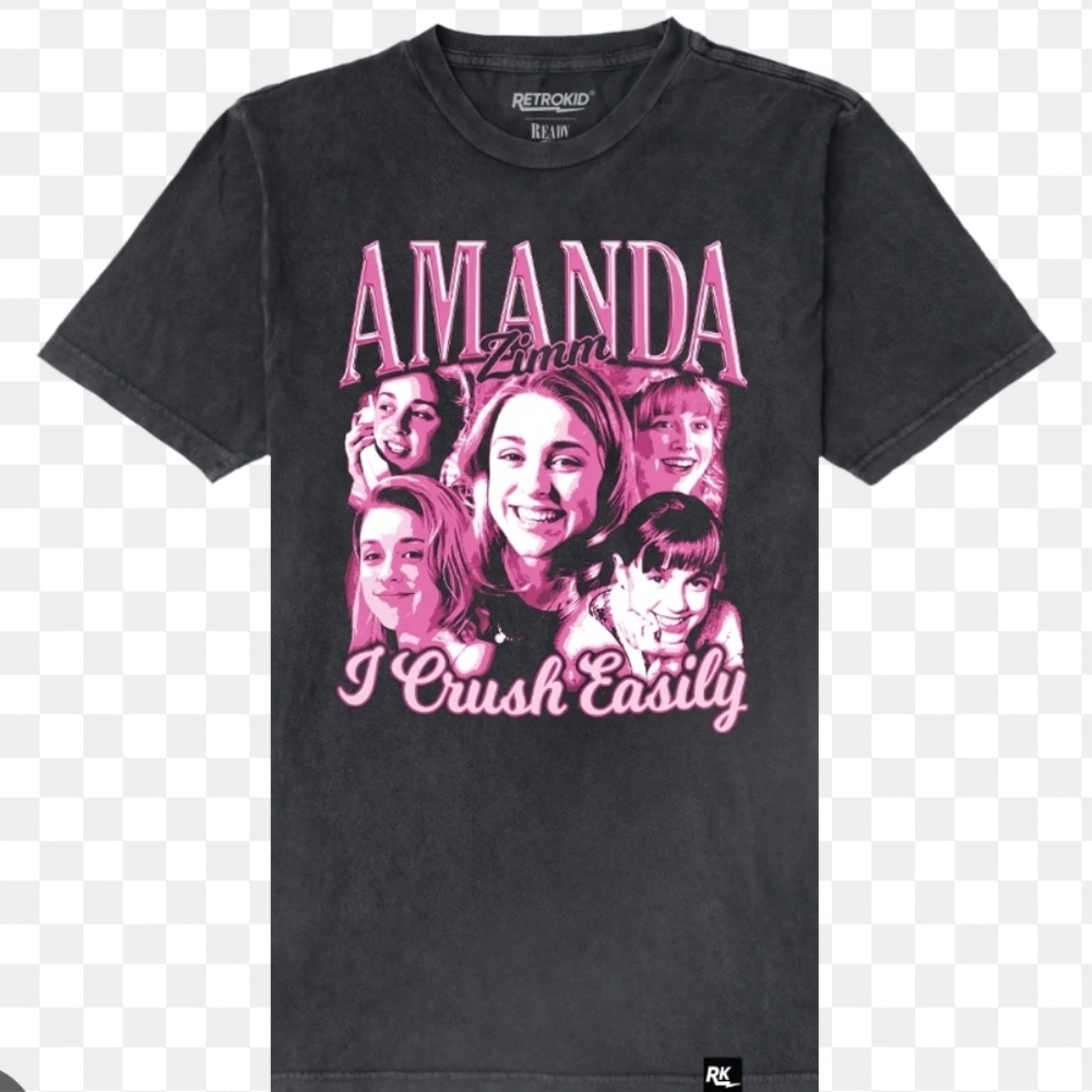 RetroKid Ready Or Not Amanda Tshirt Black Medium "I Crush Easily" 90s Nostalgia